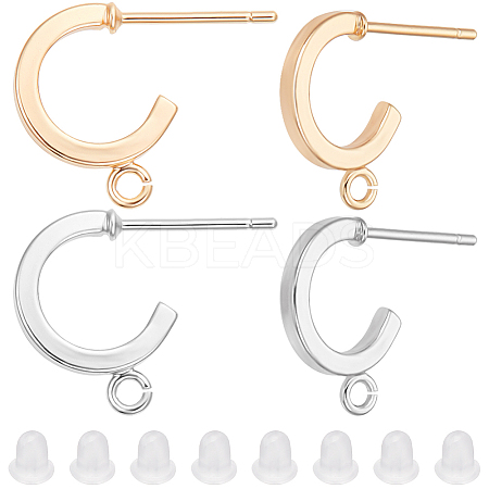 20Pcs 2 Colors Brass Stud Earring Findings with 20Pcs Plastic Ear Nuts FIND-BBC0002-13-1