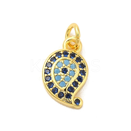 Real 18K Gold Plated Rack Plating Brass Micro Pave Cubic Zirconia Pendants Charms KK-S396-01H-1