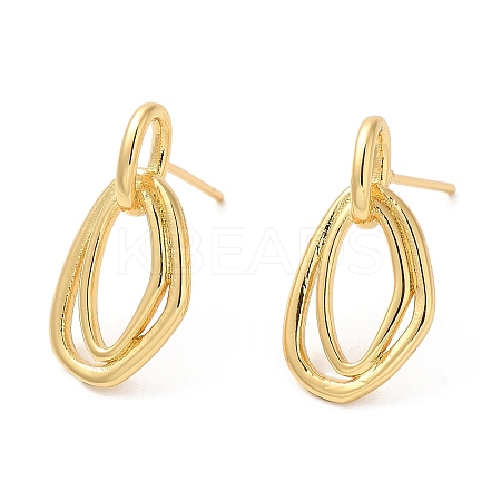 Rack Plating Brass Twist Oval Dangle Stud Earrings EJEW-D061-35G-1