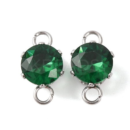 304 Stainless Steel Micro Pave Cubic Zirconia Connector Charms STAS-H240-50P-05-1