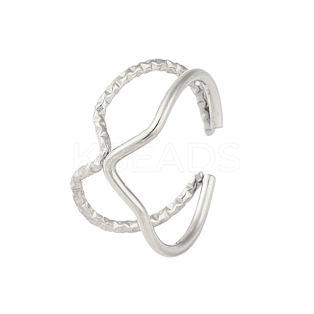 Non-Tarnish 304 Stainless Steel Open Cuff Rings RJEW-S418-02P-1