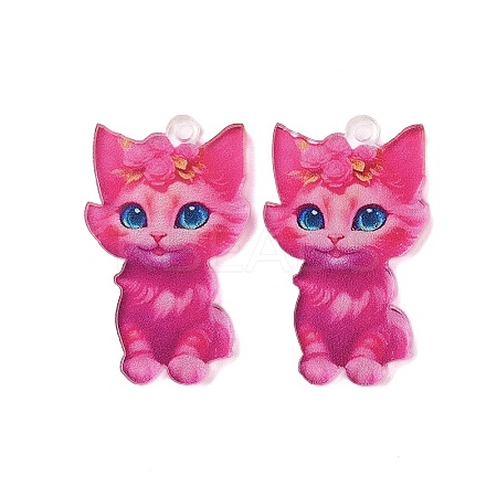 Kitten Theme Printed Acrylic Pendants OACR-S141-01E-1