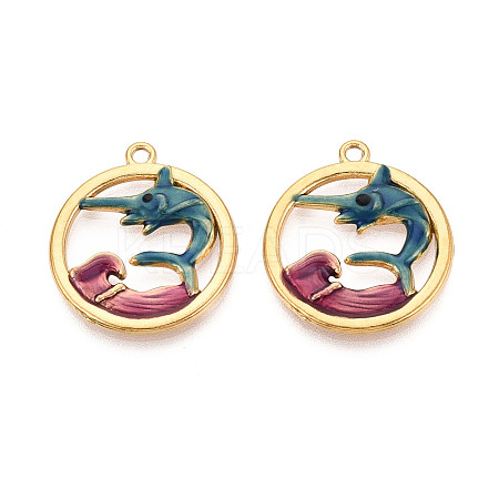 304 Stainless Steel Enamel Pendants STAS-N124-07G-1