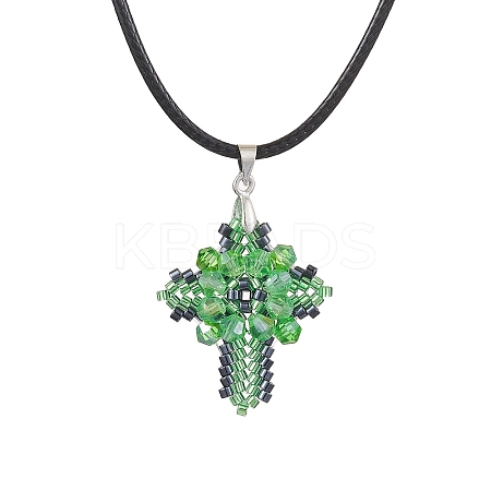 Transparent Electroplate Glass Pendant Necklaces NJEW-MZ00040-02-1
