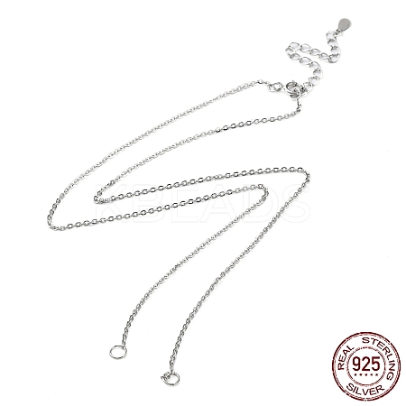 Rhodium Plated 925 Sterling Silver Cable Chains Necklace Makings STER-B001-01P-1