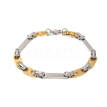 201 Stainless Steel Rectangle Byzantine Chain Bracelets BJEW-B078-111GP-1