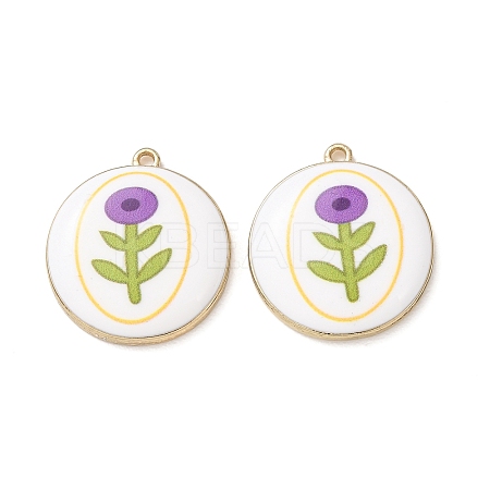 Plating Eco-Friendly Printed Alloy Pendants AL-CBAE25B-01C-G-1