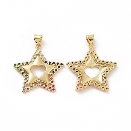 Brass Micro Pave Clear Cubic Zirconia Pendants ZIRC-F135-20G-1