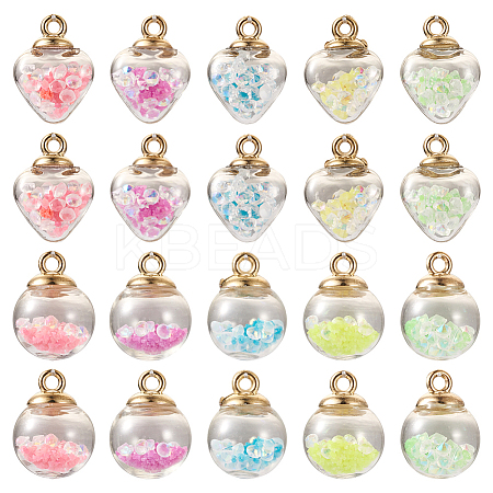 50Pcs 10 Styles Glow in the Dark Luminous Glass Globe Pendants FIND-TA0002-24-1