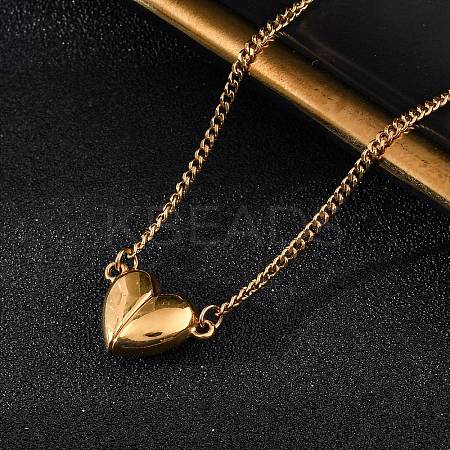 304 Stainless Steel Heart Pendant Necklaces for Women NJEW-Z065-06G-1