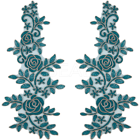 Flower Polyester Embroidery Lace Appliques DIY-WH20011-03B-1