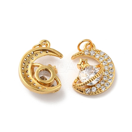Rack Plating Brass Cubic Zirconia Pendants KK-D074-11G-1
