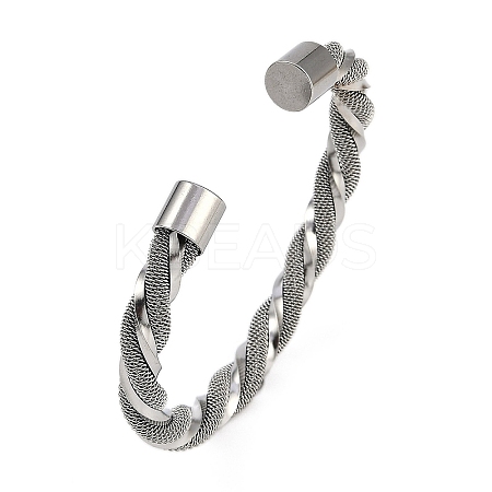 304 Stainless Steel Cuff Bangles for Women STAS-M023-18D-1