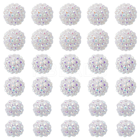 30Pcs 3 Styles Acrylic & Resin with Rhinestone Round Beads OACR-PH0004-27-1