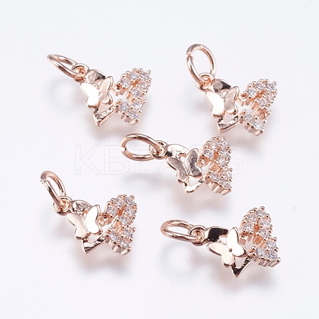 Brass Micro Pave Cubic Zirconia Charms RB-I077-08RG-RS-1