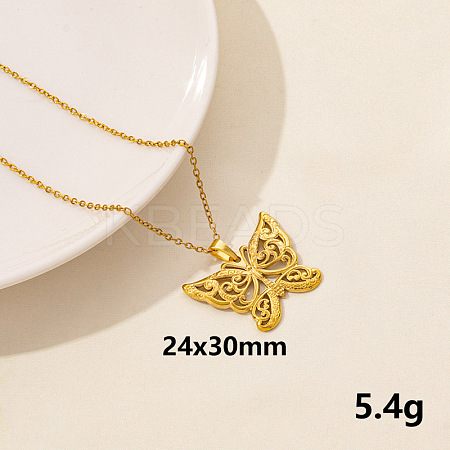 304 Stainless Steel Butterfly Pendant Necklaces CV0613-4-1