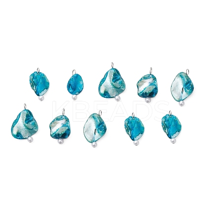 10Pcs Bohemian Natural Freshwater Shell Dyed Pendants PALLOY-JF04156-S-1