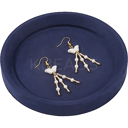 Solid Wood Covered with Velvet Jewelry Display Trays for Earrings Rings Necklaces Bracelets AJEW-WH20075-003B-1