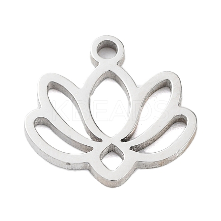 Non-Tarnish 304 Stainless Steel Flower Lotus Charms STAS-Z054-02P-1