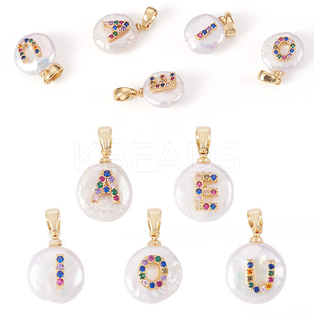 5Pcs 5 Styles Natural Cultured Freshwater Pearl Pendants KK-TA0002-27-1