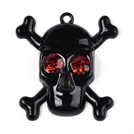 Baking Paint Alloy Rhinestone Pendants PALLOY-N176-109B-1