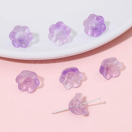 10Pcs Gradient Color Transparent Glass Bead Caps PW-WG464DA-07-1