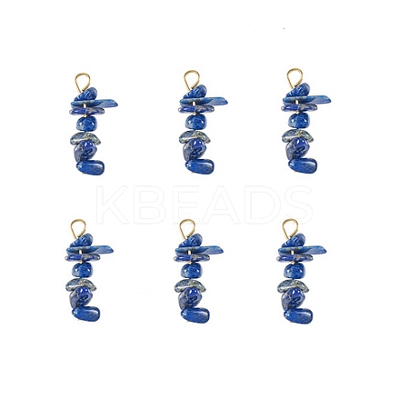 Natural Lapis Lazuli Chip Pendants PALLOY-TAC0052-08-1