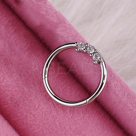 316L Stainless Steel Micro Pave Cubic Zirconia Hoop Nose Rings WG5D603-21-1