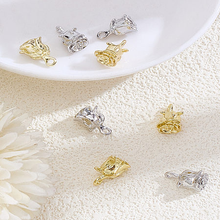 8Pcs 2 Colors Rack Plating Alloy Rose Charms FIND-LP0005-55-1