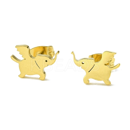 Cute Little Animal Theme 304 Stainless Steel Stud Earrings EJEW-B041-03C-G-1