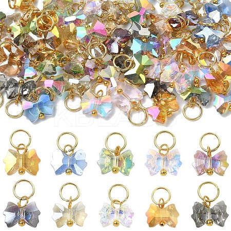 60Pcs 10 Style Glass Pendants PALLOY-YW00162-1