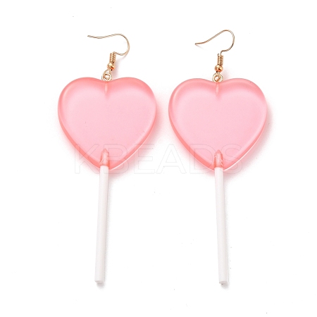 Transparent Heart-shape Lollipop Dangle Earrings for Women EJEW-Z015-05D-1
