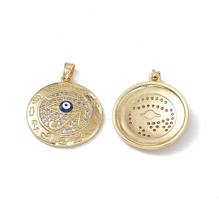 Brass Clear Cubic Zirconia Pendant with Enamel Evil Eye KK-E068-VA183-2-1