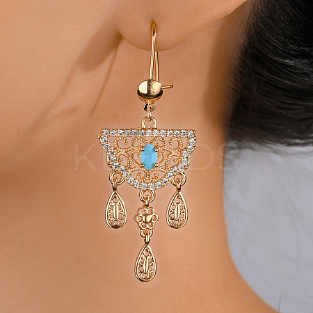 Luxurious Zinc Alloy Middle Eastern Ramadan Hollow Flower Half Round Hoop Earrings JM5202-1-1