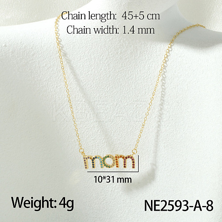 Mother's Day Brass Micro Pave Colorful Cubic Zirconia Pendant Necklaces FS-WG67A5B-08-1