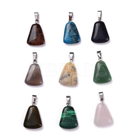 Trapezoid Natural & Synthetic Mixed Gemstone Pendants G-Q359-M-1