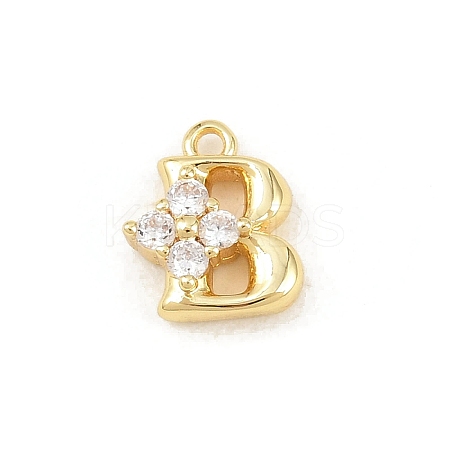 Brass Micro Pave Clear Cubic Zirconia Charms KK-Z151-18G-B-1