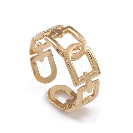 Ion Plating(IP) 304 Stainless Steel Hollow Arch Open Cuff Rings for Women RJEW-G285-57G-1