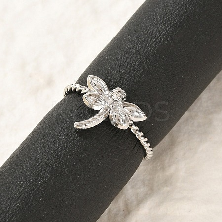 304 Stainless Steel Crystal Rhinestone Cuff Rings for Women LS-RJEW-G338-02P-1
