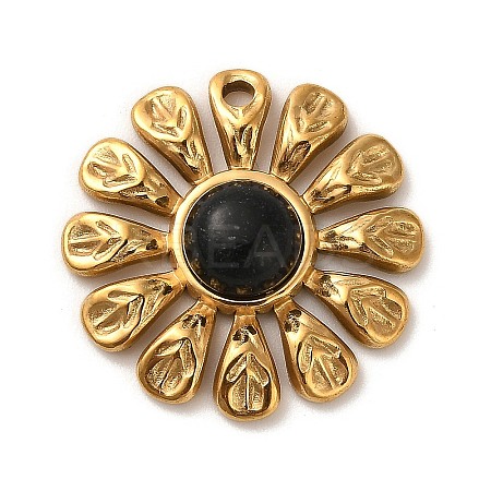 Natural Obsidian Flower Pendants SATA-R009-05G-01-1