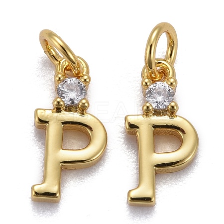 Brass Micro Pave Clear Cubic Zirconia Pendants ZIRC-Z011-35P-1