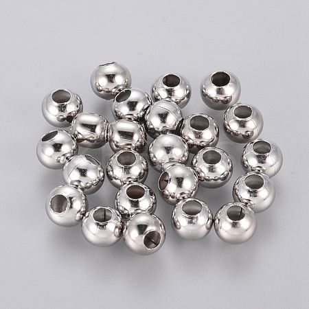 Tarnish Resistant 304 Stainless Steel Hollow Round Seamed Beads X-STAS-R032-6mm-1