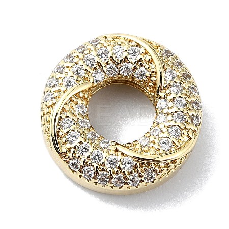 Rack Plating Brass Micro Pave Clear Cubic Zirconia Beads KK-U014-03G-1