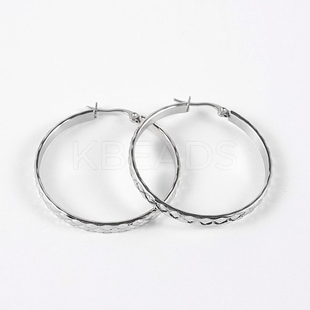 Ring 304 Stainless Steel Hoop Earrings EJEW-P040-52P-1