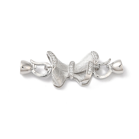 Rack Plating Brass Micro Pave Clear Cubic Zirconia Fold Over Clasps KK-A222-11P-1
