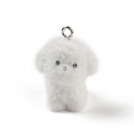 Flocking Resin Cute Puppy Pendants MACR-P043-L01-1