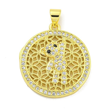 Rack Plating Brass Micro Pave Clear Cubic Zirconia Pendants KK-B091-47G-1