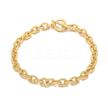 Twist Brass Cable Chain Bracelets for Women BJEW-G703-05G-1