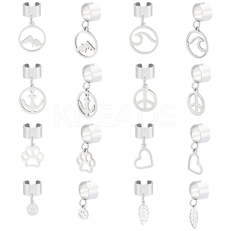 8 Pairs 8 Styles 304 Stainless Steel Cuff Earings EJEW-UN00005-1