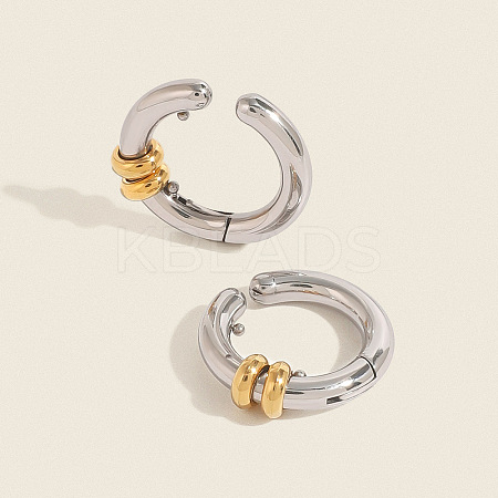 Two Tone 304 Stainless Steel Cuff Earrings WG02975-01-1
